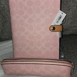 coach powder pink notebook and pencil case
